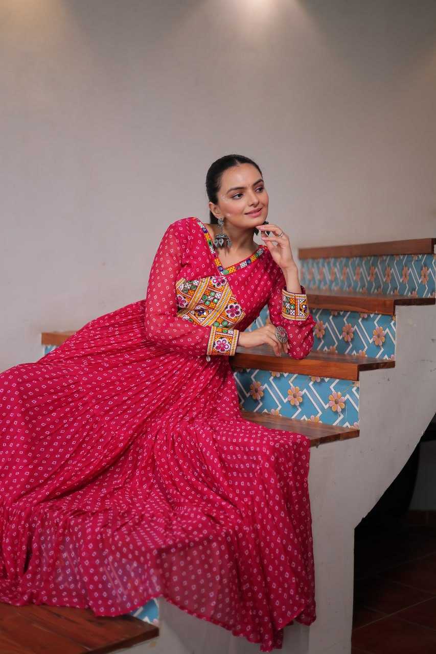 Ynf Faux Georgette KESH489 1180 Gowns Wedding Collections Festive Collections Wholesale Printed Gowns Georgette Gown Full Sleeve Gowns Manufacturer