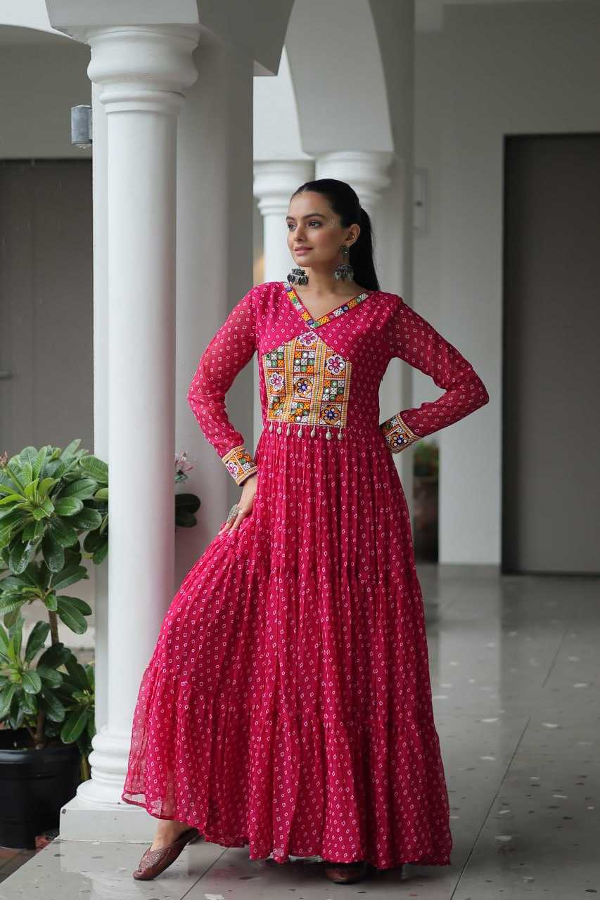 Ynf Faux Georgette KESH489 1180 Gowns Wedding Collections Festive Collections Wholesale Printed Gowns Georgette Gown Full Sleeve Gowns Manufacturer