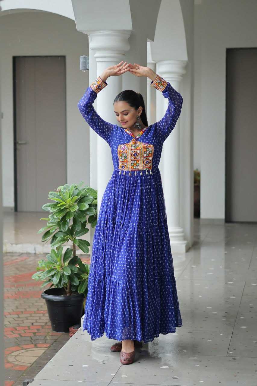 Ynf Faux Georgette KESH489 1180 Gowns Wedding Collections Festive Collections Wholesale Printed Gowns Georgette Gown Full Sleeve Gowns Manufacturer