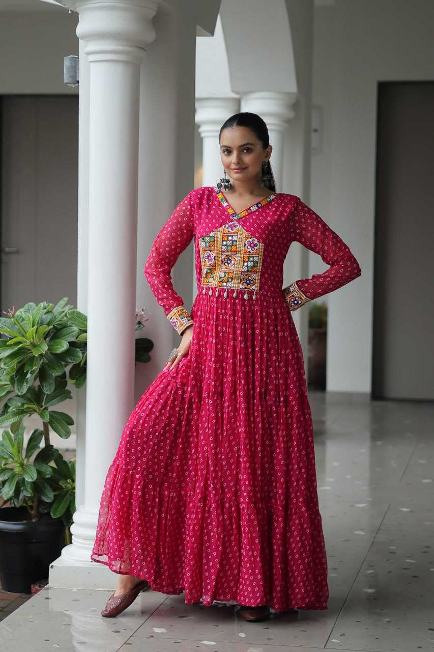 Ynf Faux Georgette KESH489 1180 Gowns Wedding Collections Festive Collections Wholesale Printed Gowns Georgette Gown Full Sleeve Gowns Manufacturer