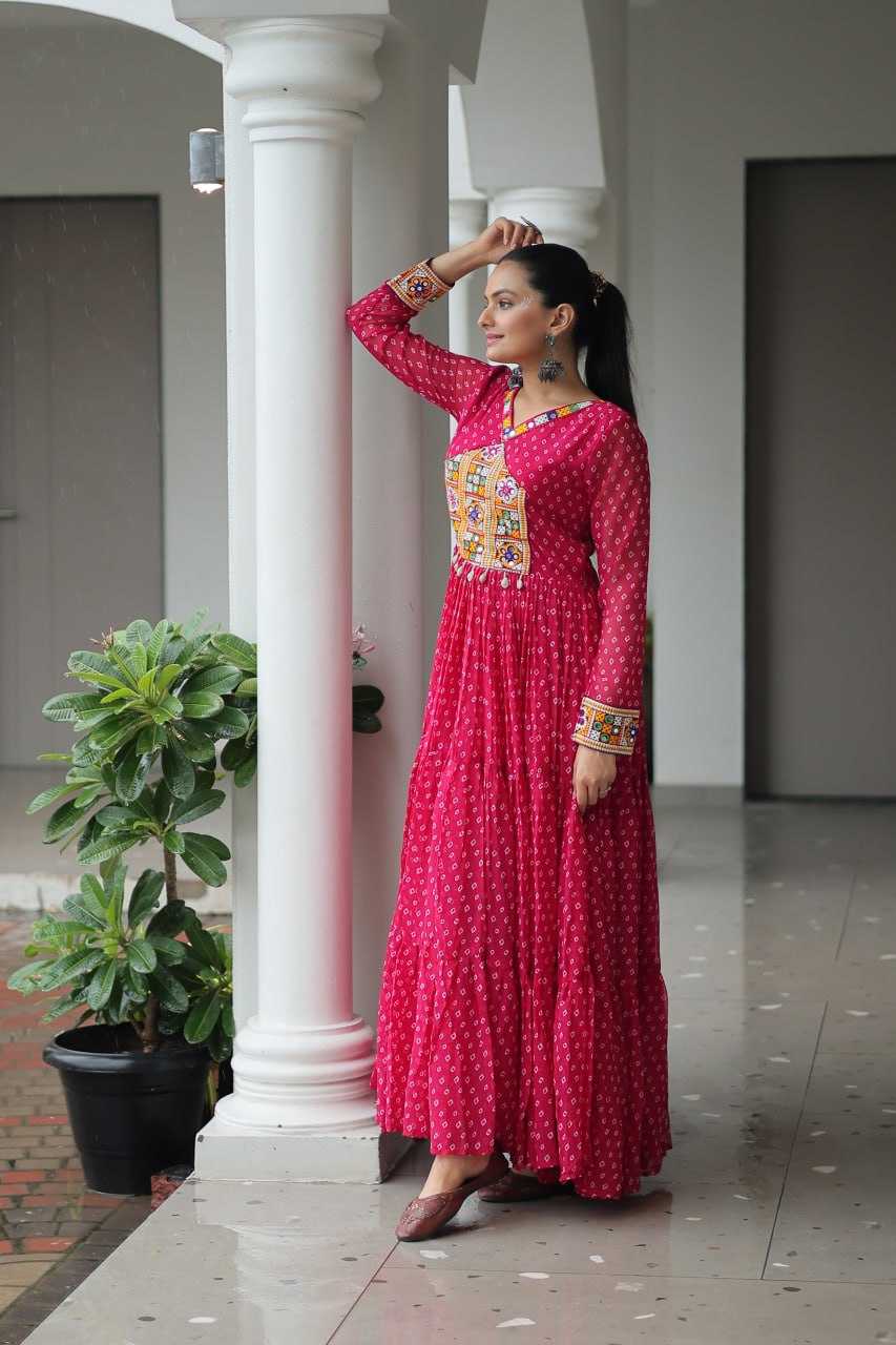 Ynf Faux Georgette KESH489 1180 Gowns Wedding Collections Festive Collections Wholesale Printed Gowns Georgette Gown Full Sleeve Gowns Manufacturer