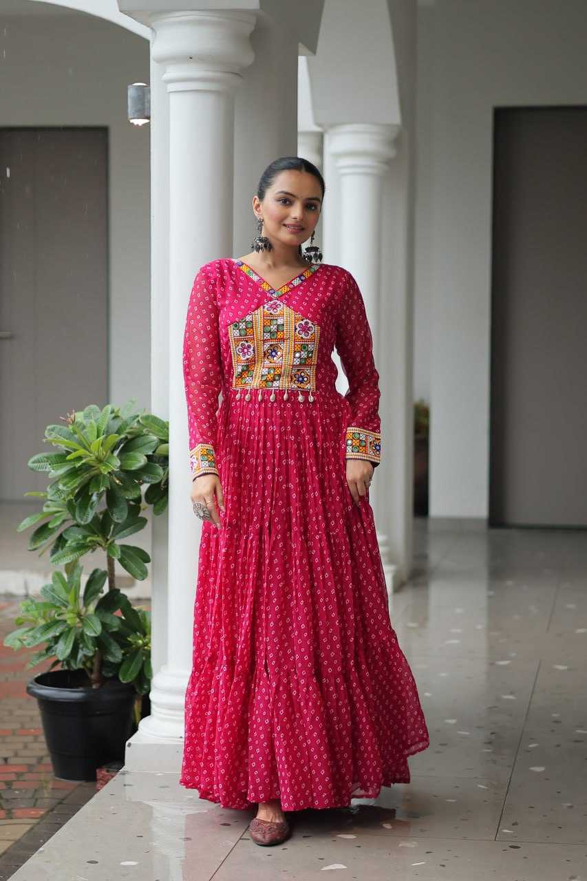 Ynf Faux Georgette KESH489 1180 Gowns Wedding Collections Festive Collections Wholesale Printed Gowns Georgette Gown Full Sleeve Gowns Manufacturer