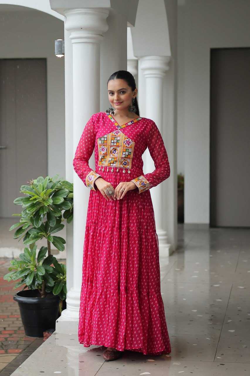 Ynf Faux Georgette KESH489 1180 Gowns Wedding Collections Festive Collections Wholesale Printed Gowns Georgette Gown Full Sleeve Gowns Manufacturer