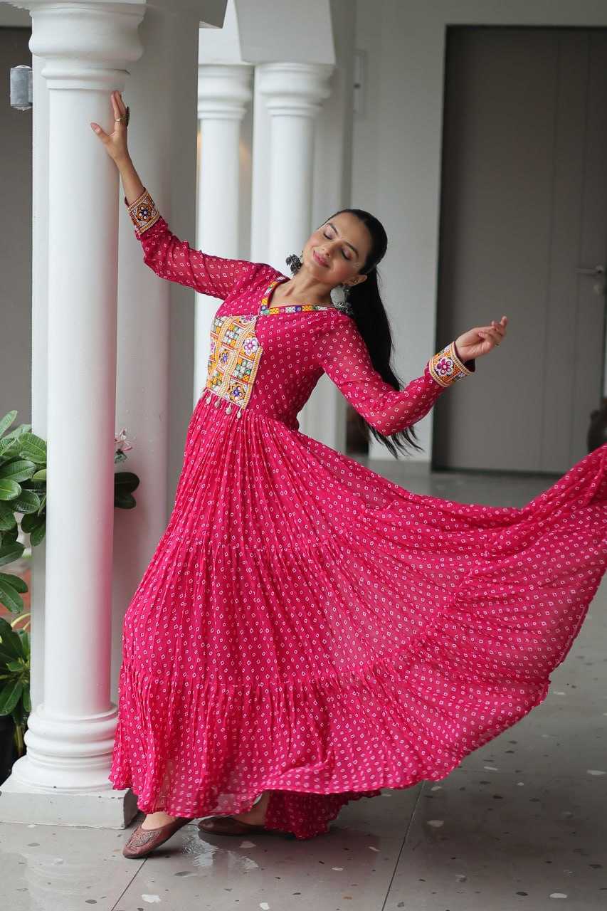 Ynf Faux Georgette KESH489 1180 Gowns Wedding Collections Festive Collections Wholesale Printed Gowns Georgette Gown Full Sleeve Gowns Manufacturer