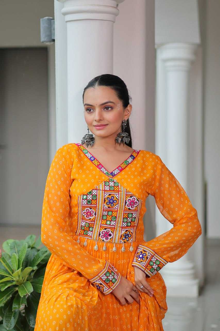 Ynf Faux Georgette KESH489 1180 Gowns Wedding Collections Festive Collections Wholesale Printed Gowns Georgette Gown Full Sleeve Gowns Manufacturer