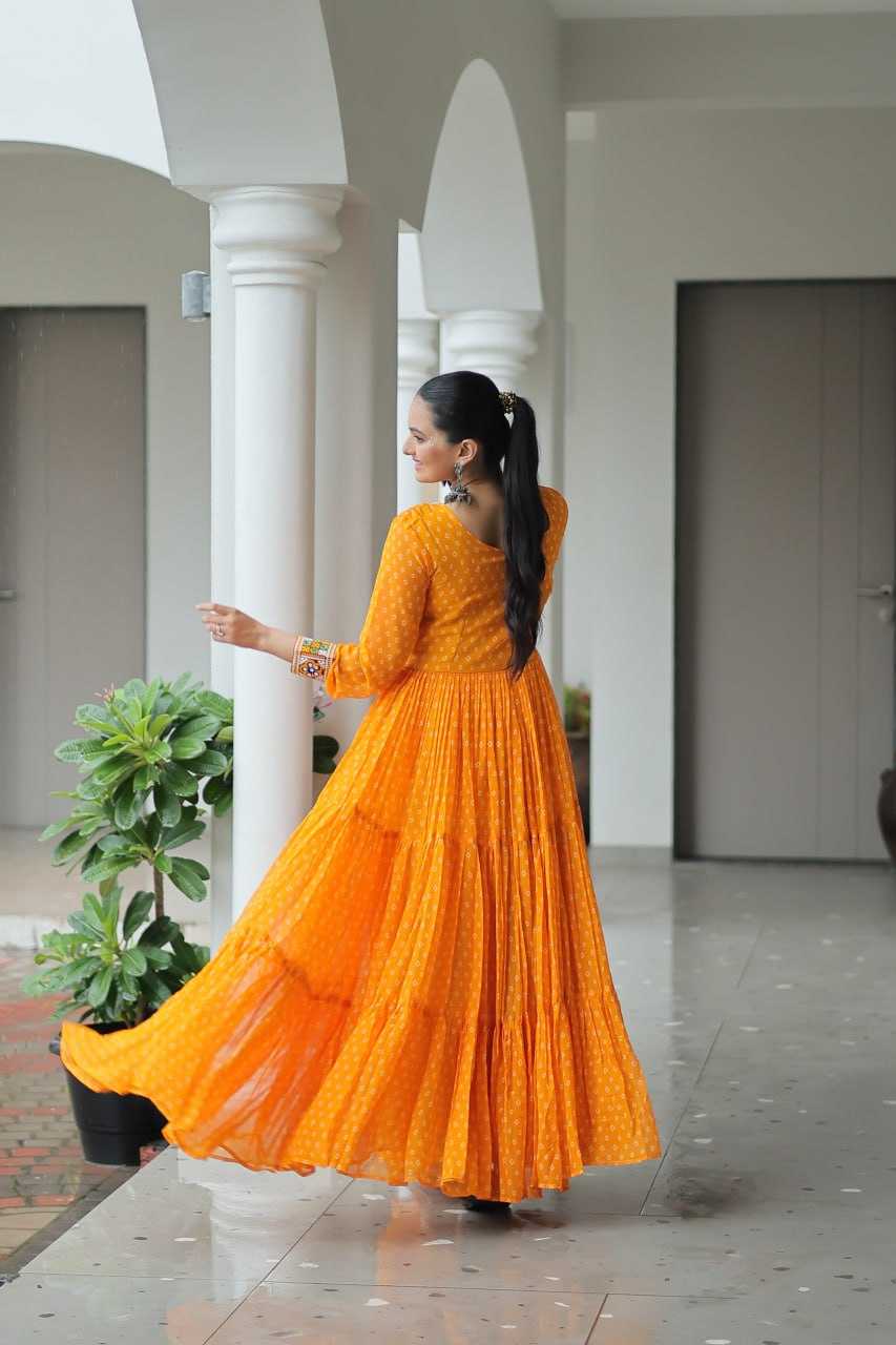 Ynf Faux Georgette KESH489 1180 Gowns Wedding Collections Festive Collections Wholesale Printed Gowns Georgette Gown Full Sleeve Gowns Manufacturer