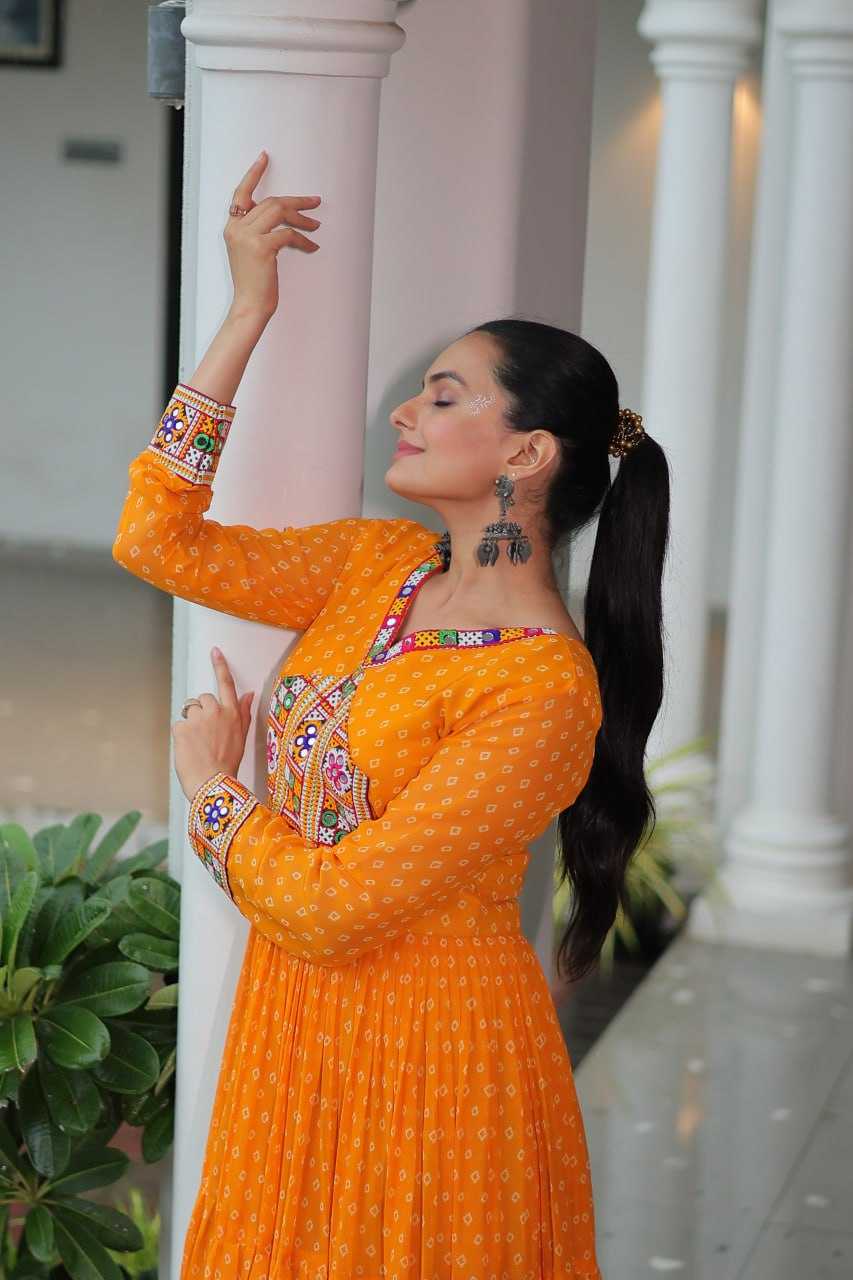 Ynf Faux Georgette KESH489 1180 Gowns Wedding Collections Festive Collections Wholesale Printed Gowns Georgette Gown Full Sleeve Gowns Manufacturer