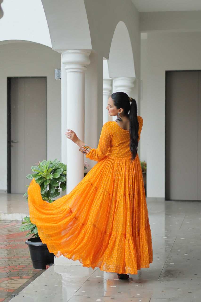 Ynf Faux Georgette KESH489 1180 Gowns Wedding Collections Festive Collections Wholesale Printed Gowns Georgette Gown Full Sleeve Gowns Manufacturer