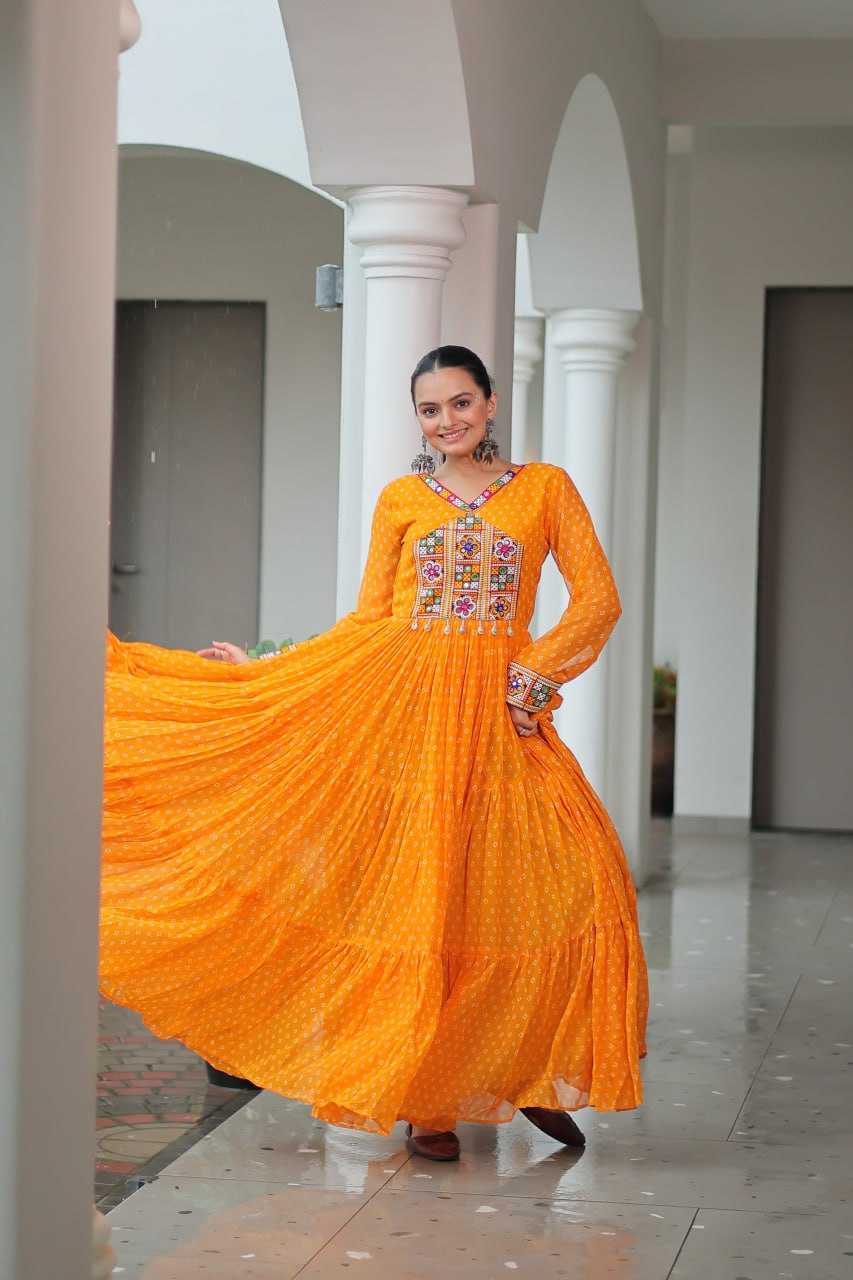 Ynf Faux Georgette KESH489 1180 Gowns Wedding Collections Festive Collections Wholesale Printed Gowns Georgette Gown Full Sleeve Gowns Manufacturer
