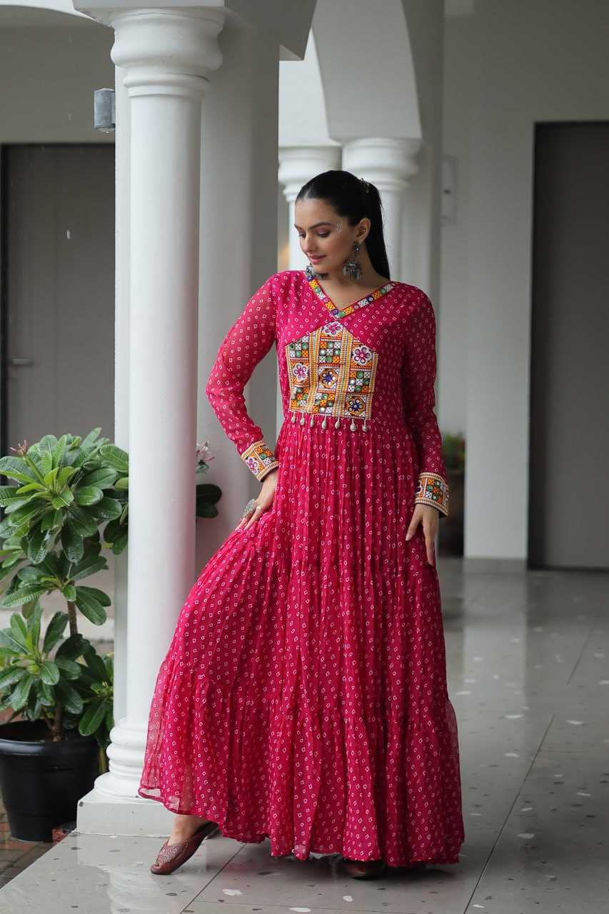 Ynf Faux Georgette KESH489 1180 Gowns Wedding Collections Festive Collections Wholesale Printed Gowns Georgette Gown Full Sleeve Gowns Manufacturer