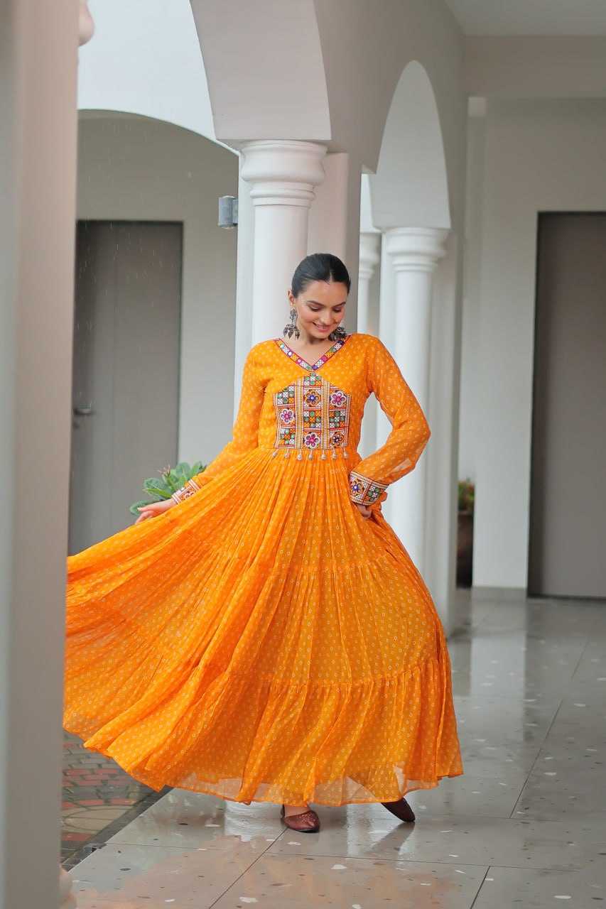 Ynf Faux Georgette KESH489 1180 Gowns Wedding Collections Festive Collections Wholesale Printed Gowns Georgette Gown Full Sleeve Gowns Manufacturer