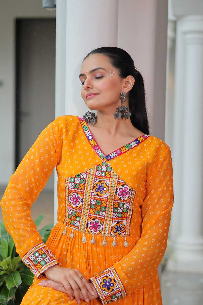 Ynf Faux Georgette KESH489 1180 Gowns Wedding Collections Festive Collections Wholesale Printed Gowns Georgette Gown Full Sleeve Gowns Manufacturer