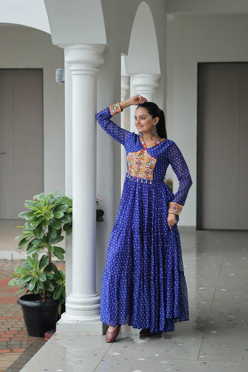 Ynf Faux Georgette KESH489 1180 Gowns Wedding Collections Festive Collections Wholesale Printed Gowns Georgette Gown Full Sleeve Gowns Manufacturer