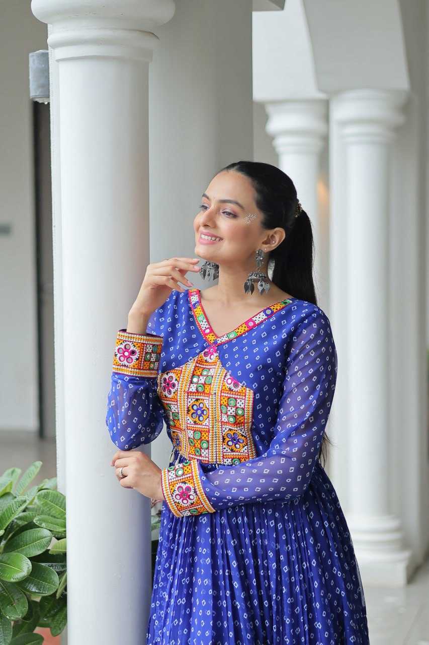 Ynf Faux Georgette KESH489 1180 Gowns Wedding Collections Festive Collections Wholesale Printed Gowns Georgette Gown Full Sleeve Gowns Manufacturer