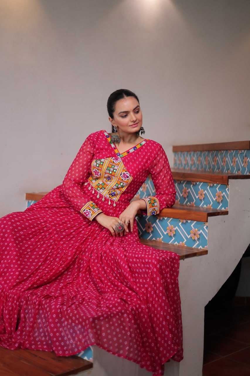 Ynf Faux Georgette KESH489 1180 Gowns Wedding Collections Festive Collections Wholesale Printed Gowns Georgette Gown Full Sleeve Gowns Manufacturer
