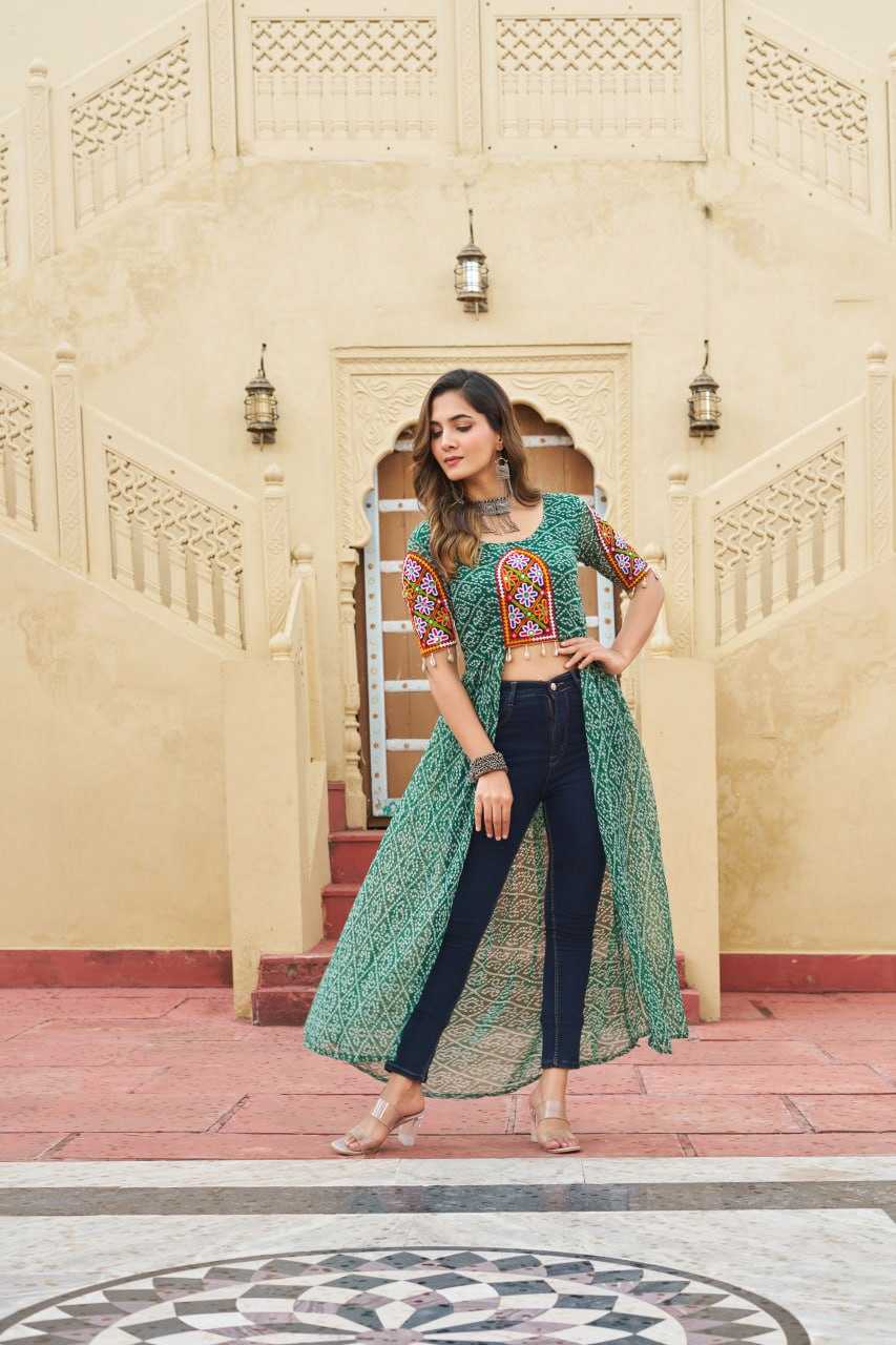 Ynf Faux Georgette KESH489 1189 Kurti Festive Collections Wholesale Festive Kurtis Bandhani Kurtis Manufacturer