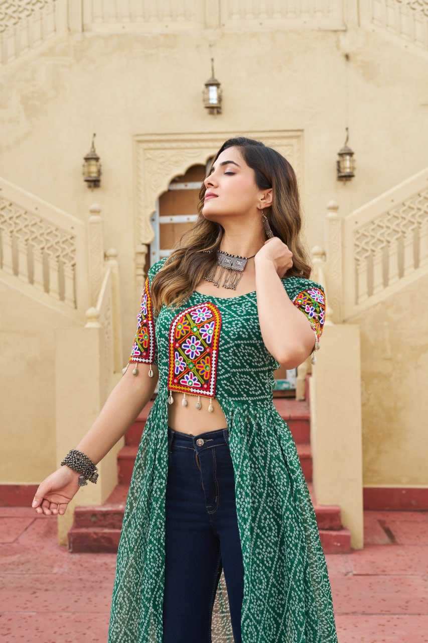 Ynf Faux Georgette KESH489 1189 Kurti Festive Collections Wholesale Festive Kurtis Bandhani Kurtis Manufacturer