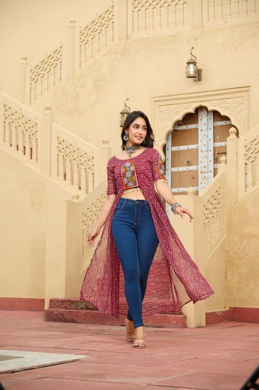 Ynf Faux Georgette KESH489 1189 Kurti Festive Collections Wholesale Festive Kurtis Bandhani Kurtis Manufacturer
