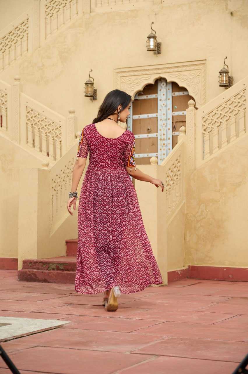 Ynf Faux Georgette KESH489 1189 Kurti Festive Collections Wholesale Festive Kurtis Bandhani Kurtis Manufacturer