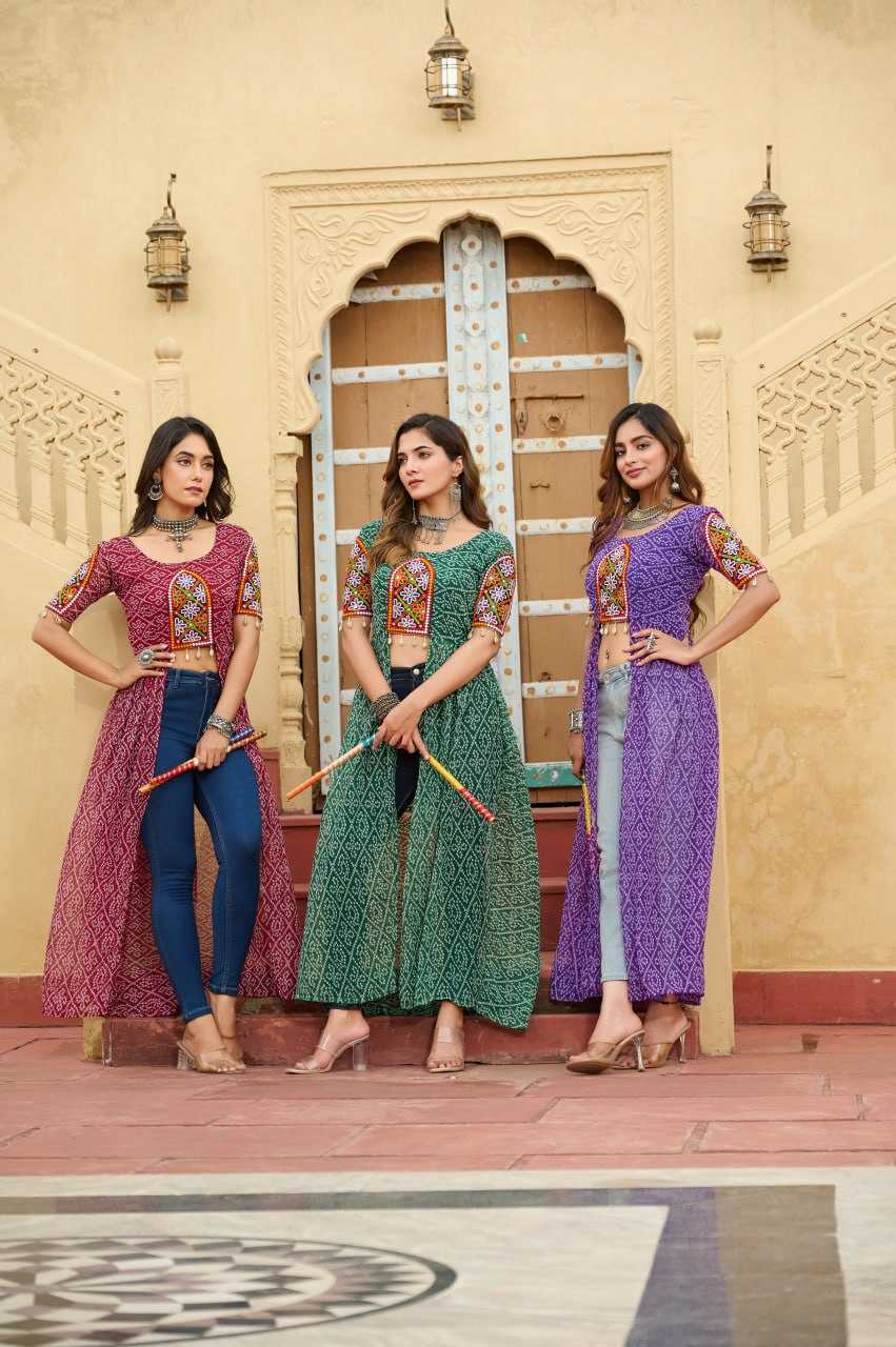 Ynf Faux Georgette KESH489 1189 Kurti Festive Collections Wholesale Festive Kurtis Bandhani Kurtis Manufacturer