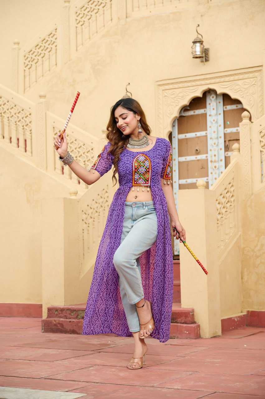 Ynf Faux Georgette KESH489 1189 Kurti Festive Collections Wholesale Festive Kurtis Bandhani Kurtis Manufacturer