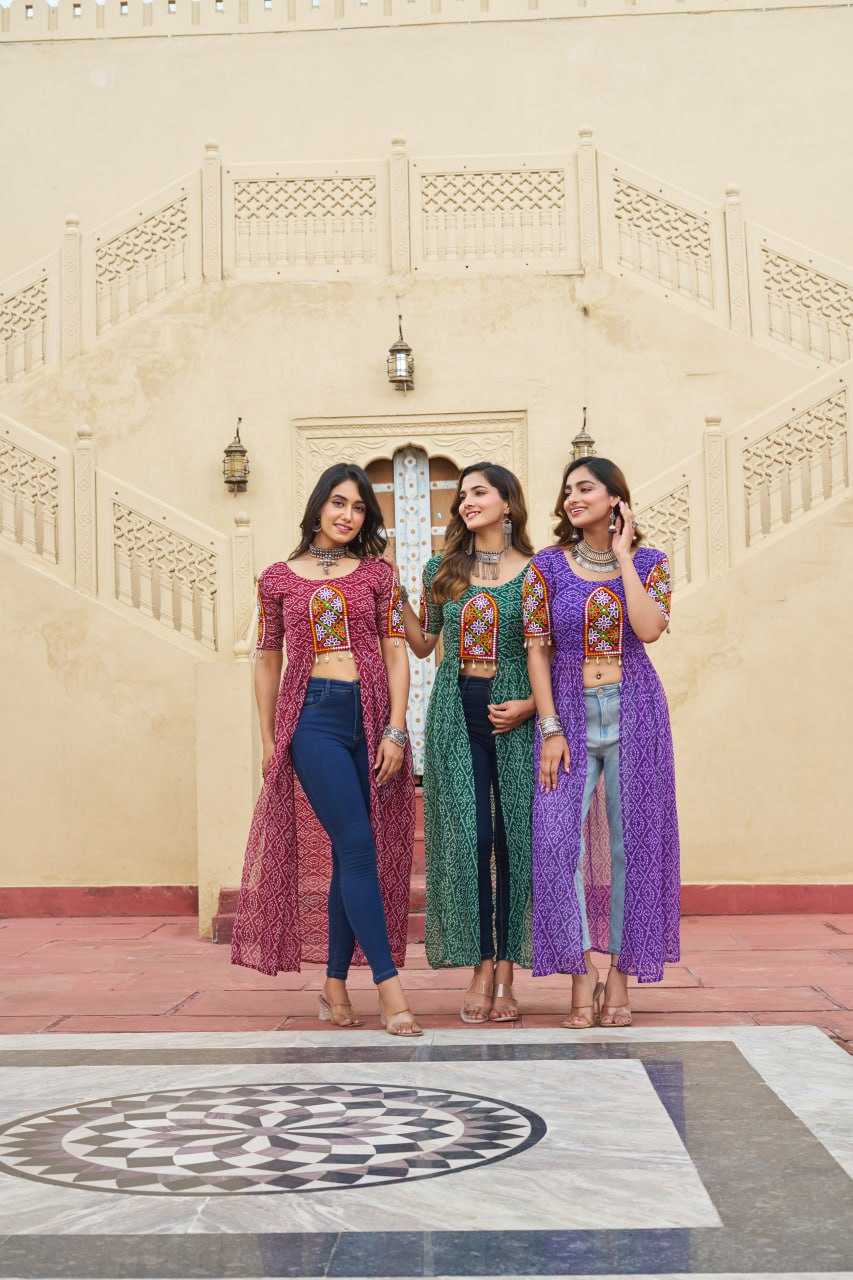 Ynf Faux Georgette KESH489 1189 Kurti Festive Collections Wholesale Festive Kurtis Bandhani Kurtis Manufacturer
