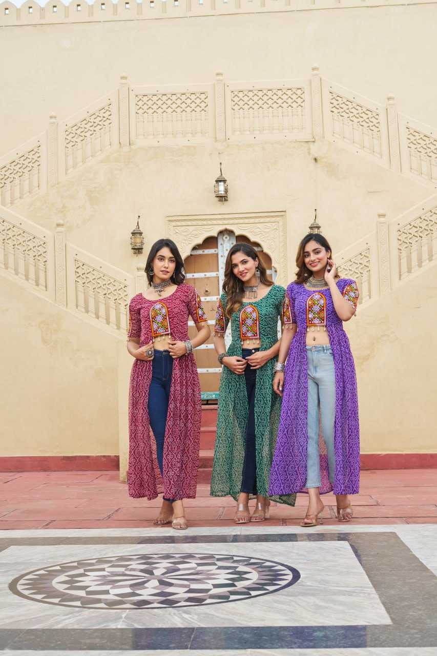 Ynf Faux Georgette KESH489 1189 Kurti Festive Collections Wholesale Festive Kurtis Bandhani Kurtis Manufacturer