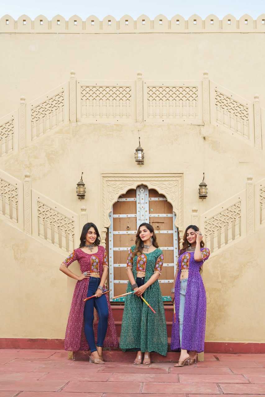 Ynf Faux Georgette KESH489 1189 Kurti Festive Collections Wholesale Festive Kurtis Bandhani Kurtis Manufacturer