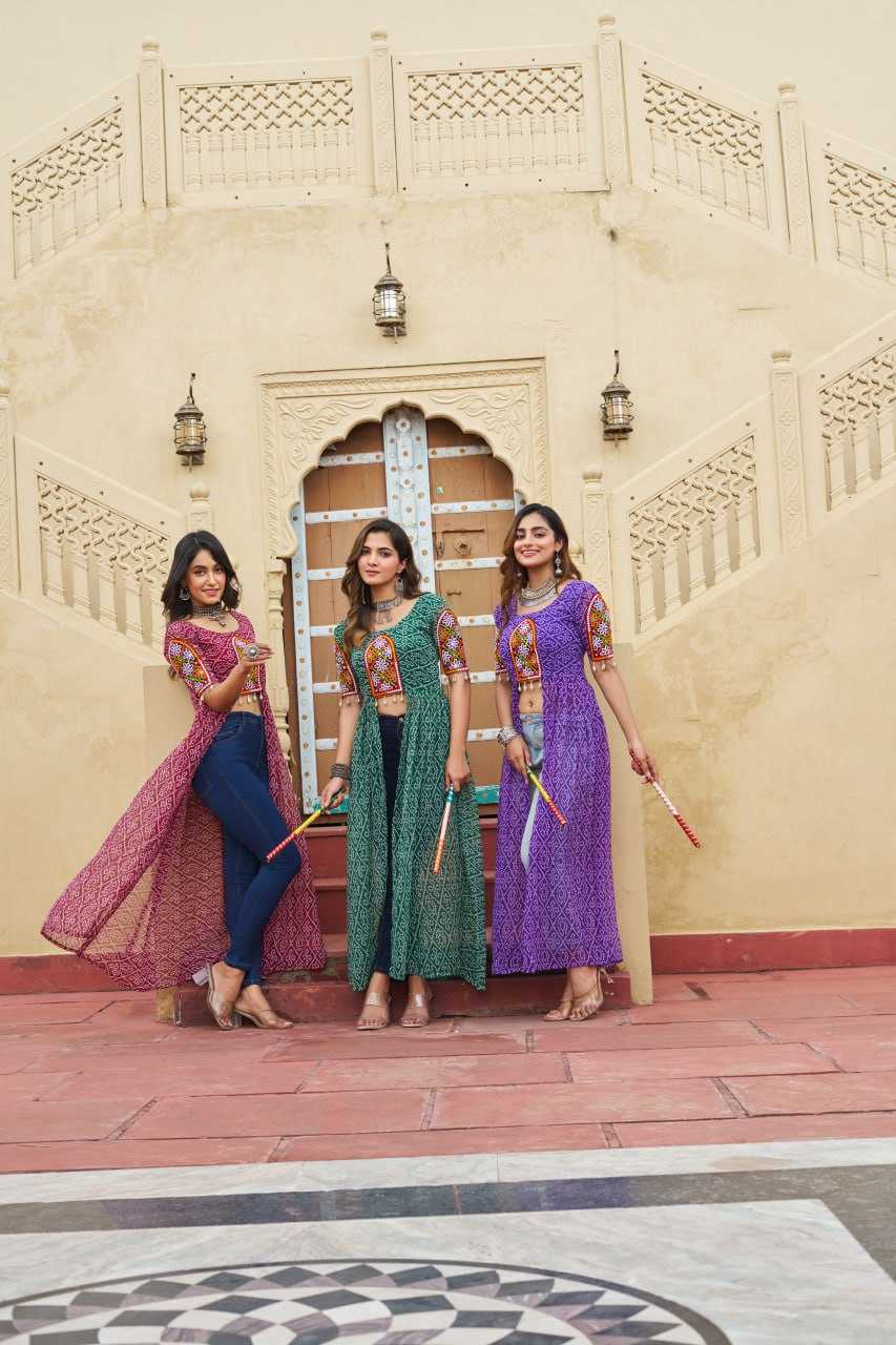 Ynf Faux Georgette KESH489 1189 Kurti Festive Collections Wholesale Festive Kurtis Bandhani Kurtis Manufacturer