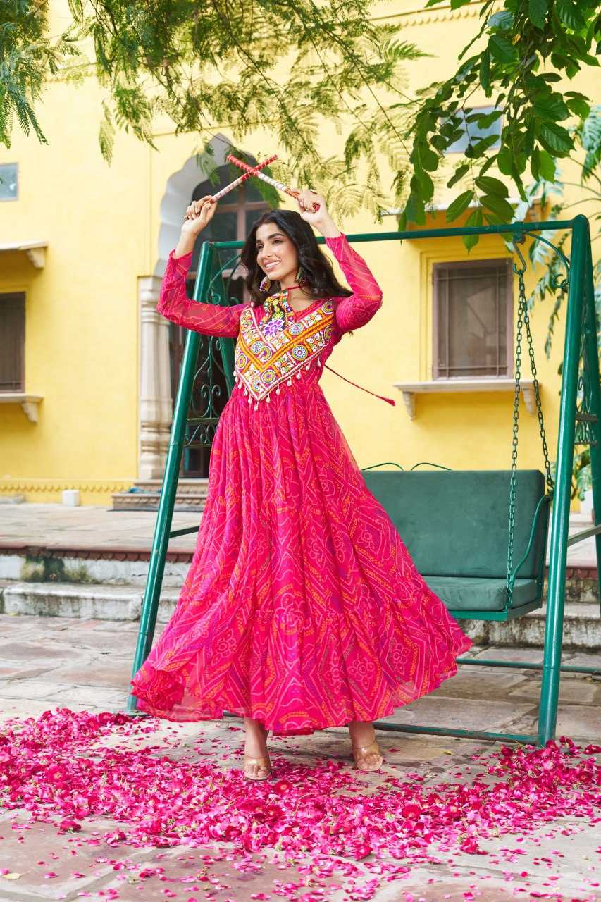 Ynf Faux Georgette KESH489 1194 Gowns Festive Collections Wholesale Georgette Gown Navratri Chaniya Choli Manufacturer