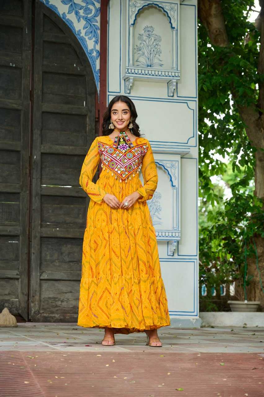 Ynf Faux Georgette KESH489 1194 Gowns Festive Collections Wholesale Georgette Gown Navratri Chaniya Choli Manufacturer