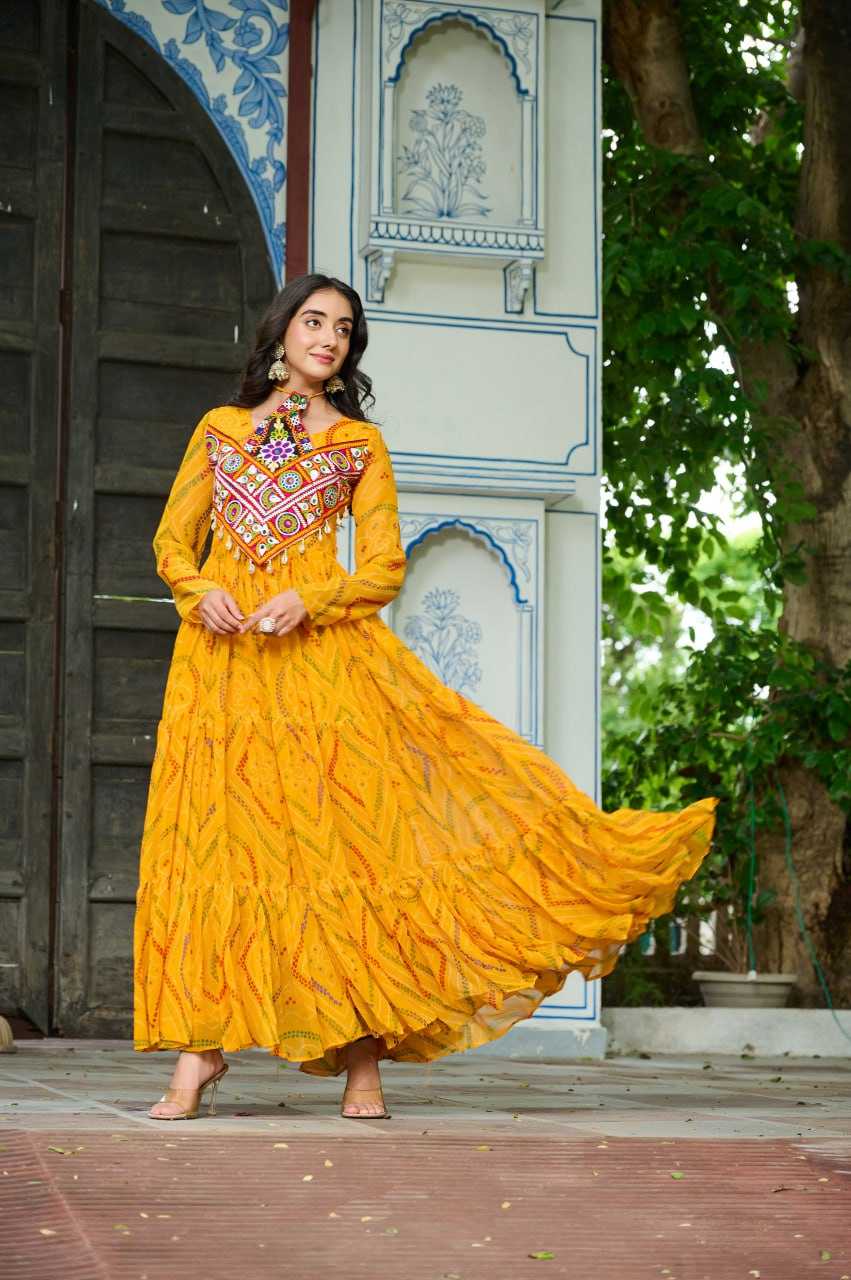 Ynf Faux Georgette KESH489 1194 Gowns Festive Collections Wholesale Georgette Gown Navratri Chaniya Choli Manufacturer