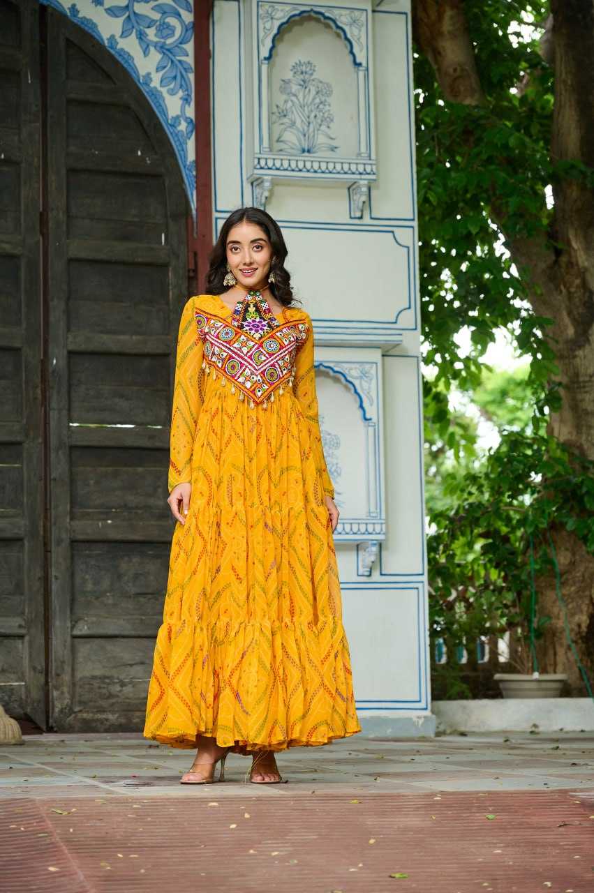 Ynf Faux Georgette KESH489 1194 Gowns Festive Collections Wholesale Georgette Gown Navratri Chaniya Choli Manufacturer