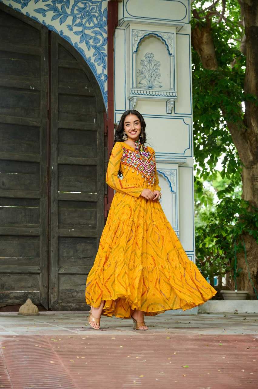 Ynf Faux Georgette KESH489 1194 Gowns Festive Collections Wholesale Georgette Gown Navratri Chaniya Choli Manufacturer