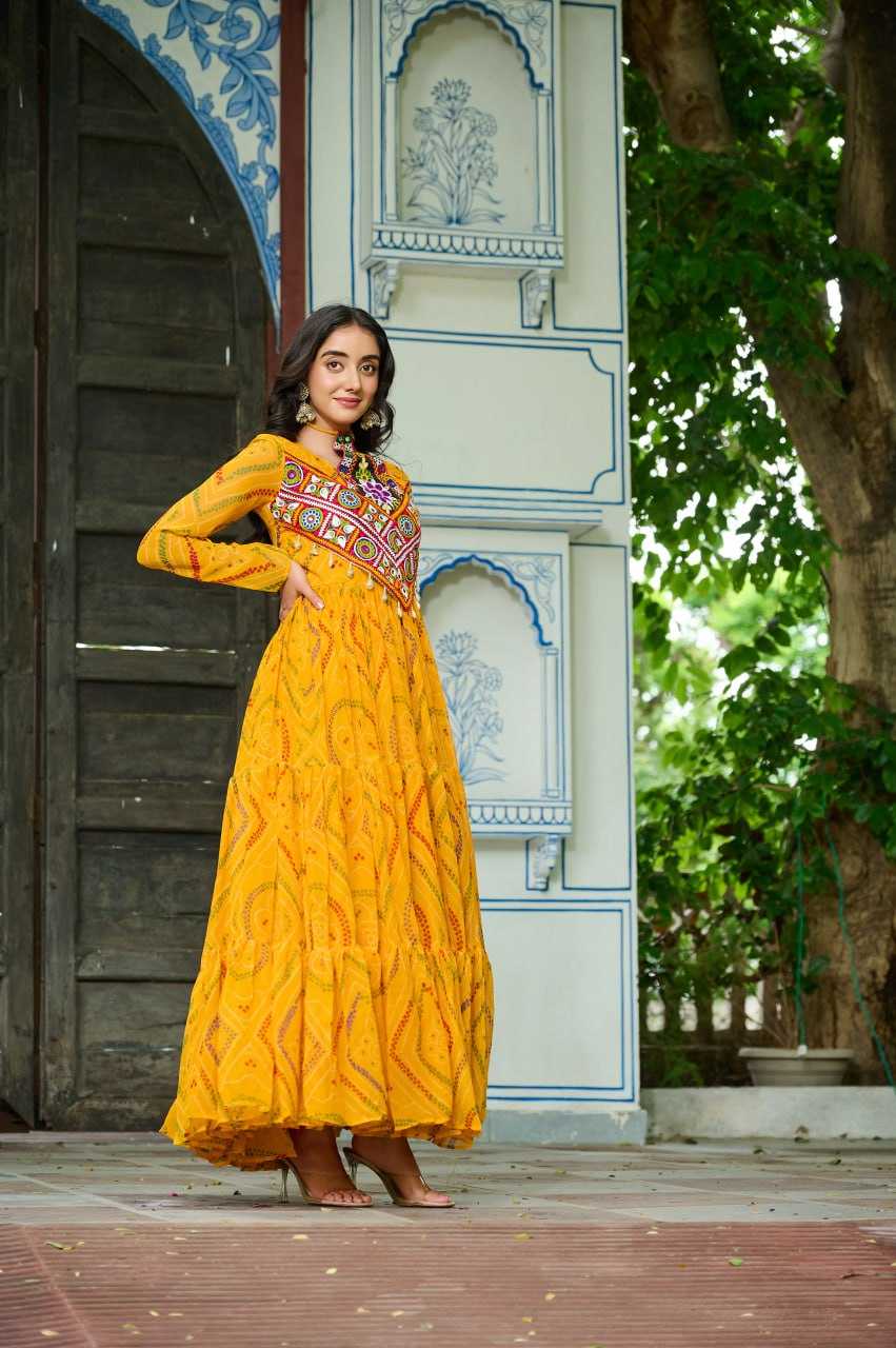 Ynf Faux Georgette KESH489 1194 Gowns Festive Collections Wholesale Georgette Gown Navratri Chaniya Choli Manufacturer