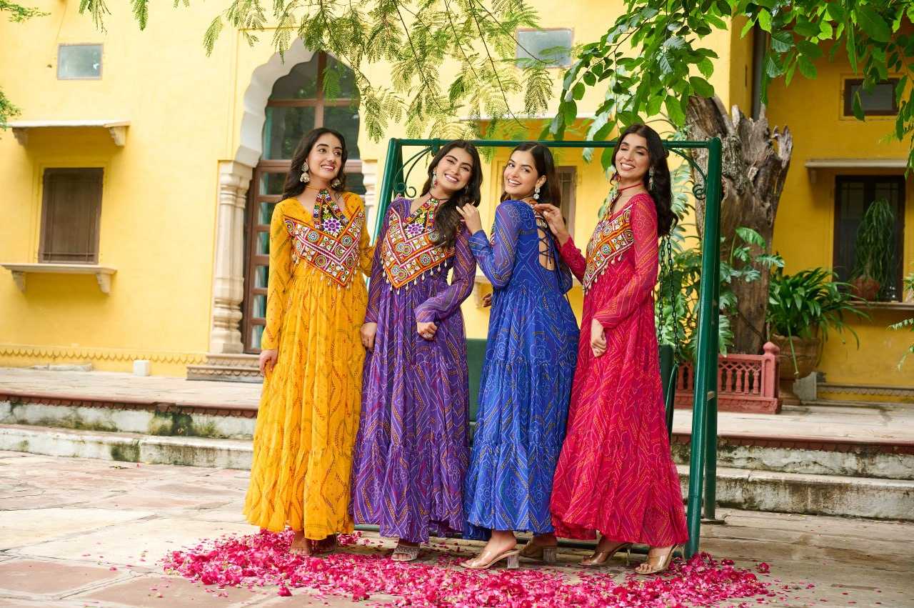 Ynf Faux Georgette KESH489 1194 Gowns Festive Collections Wholesale Georgette Gown Navratri Chaniya Choli Manufacturer