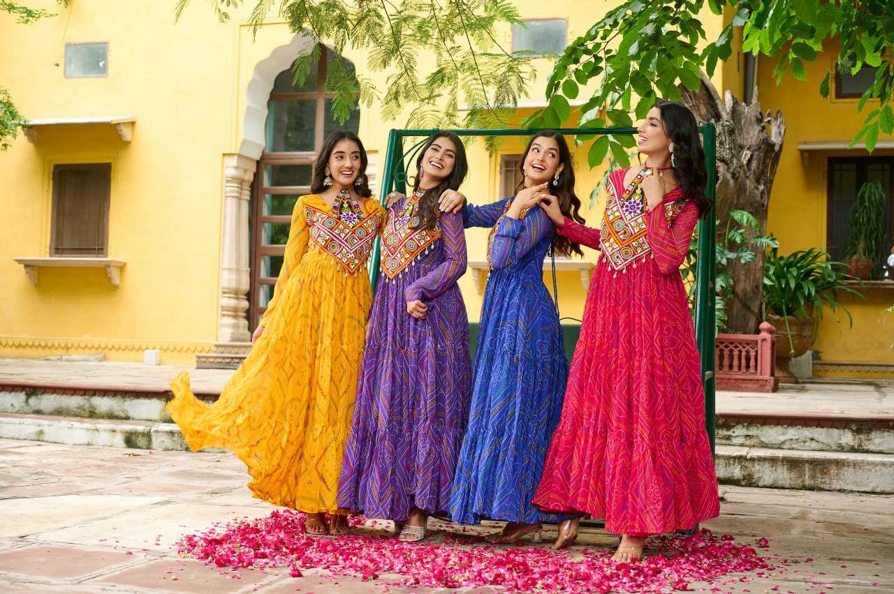 Ynf Faux Georgette KESH489 1194 Gowns Festive Collections Wholesale Georgette Gown Navratri Chaniya Choli Manufacturer