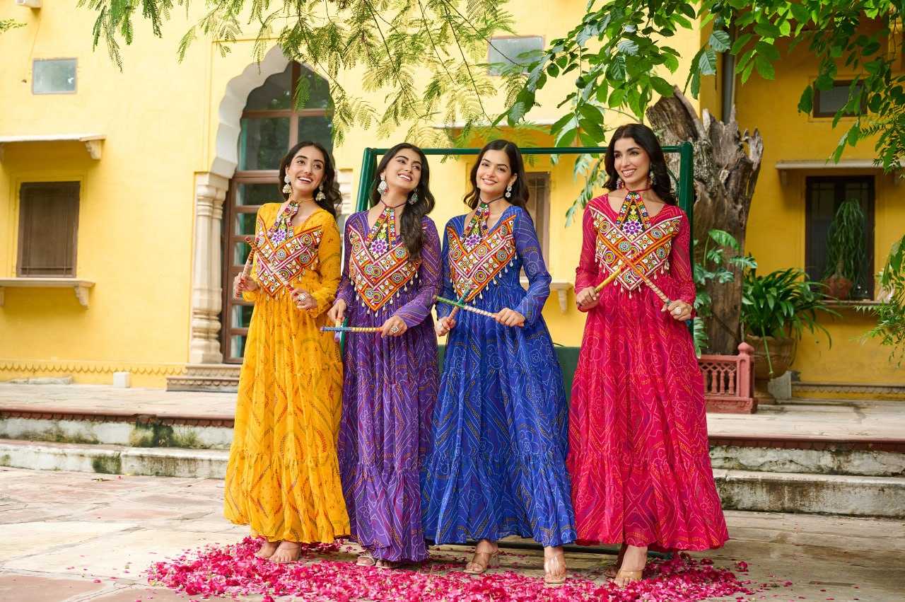 Ynf Faux Georgette KESH489 1194 Gowns Festive Collections Wholesale Georgette Gown Navratri Chaniya Choli Manufacturer