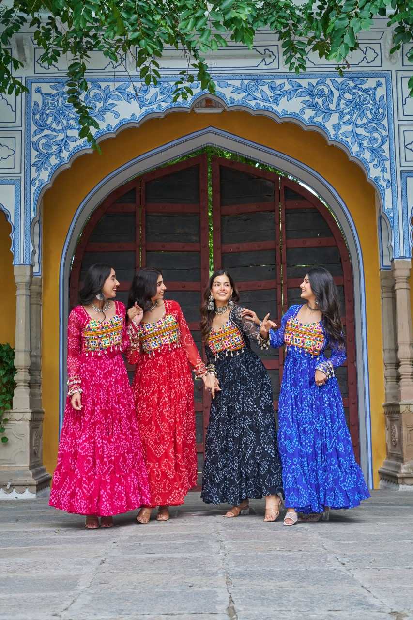 Ynf Faux Georgette KESH489 1195 Gowns Festive Collections Wholesale Printed Gowns Georgette Gown Full Sleeve Gowns Manufacturer