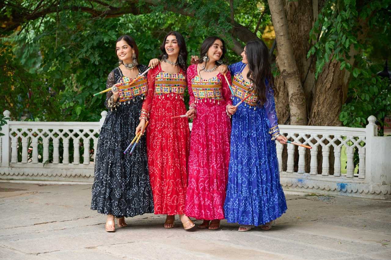 Ynf Faux Georgette KESH489 1195 Gowns Festive Collections Wholesale Printed Gowns Georgette Gown Full Sleeve Gowns Manufacturer