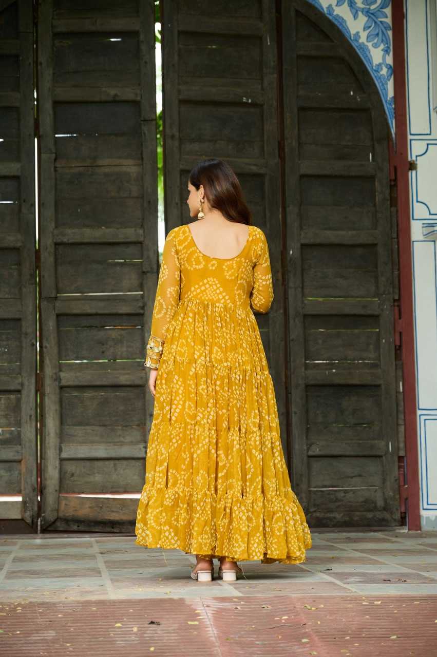 Ynf Faux Georgette KESH489 1195 Gowns Festive Collections Wholesale Printed Gowns Georgette Gown Full Sleeve Gowns Manufacturer