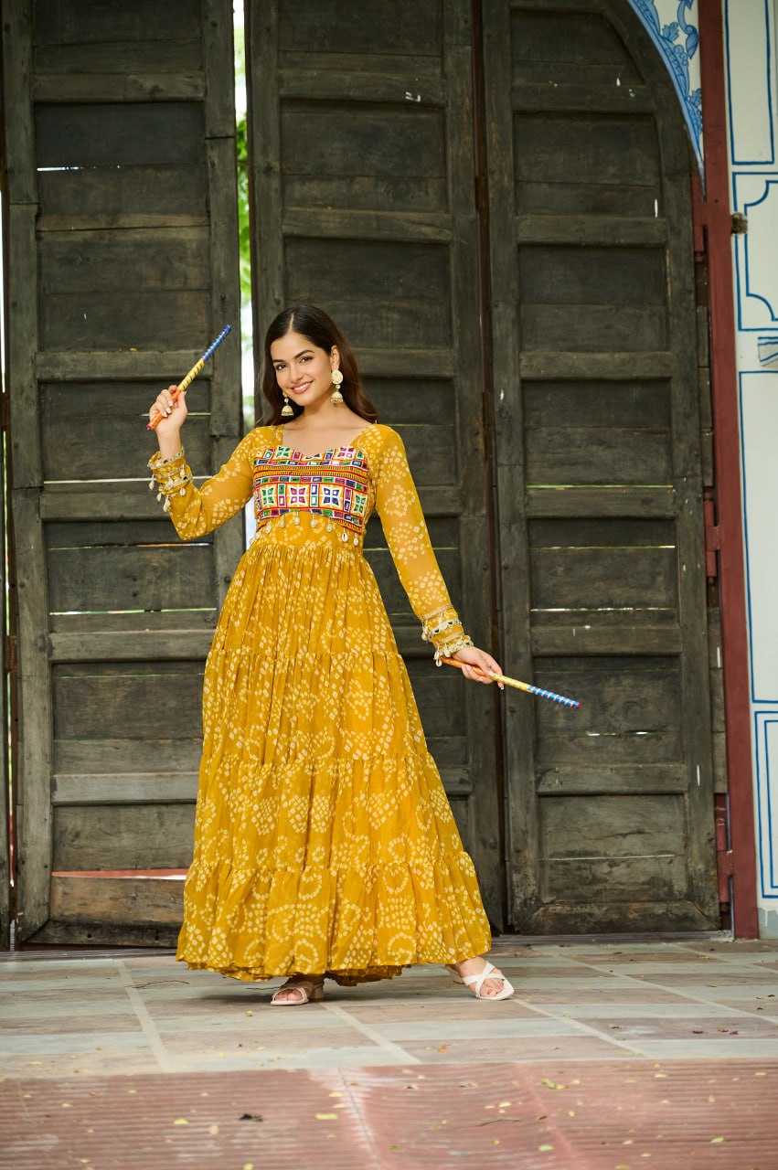 Ynf Faux Georgette KESH489 1195 Gowns Festive Collections Wholesale Printed Gowns Georgette Gown Full Sleeve Gowns Manufacturer