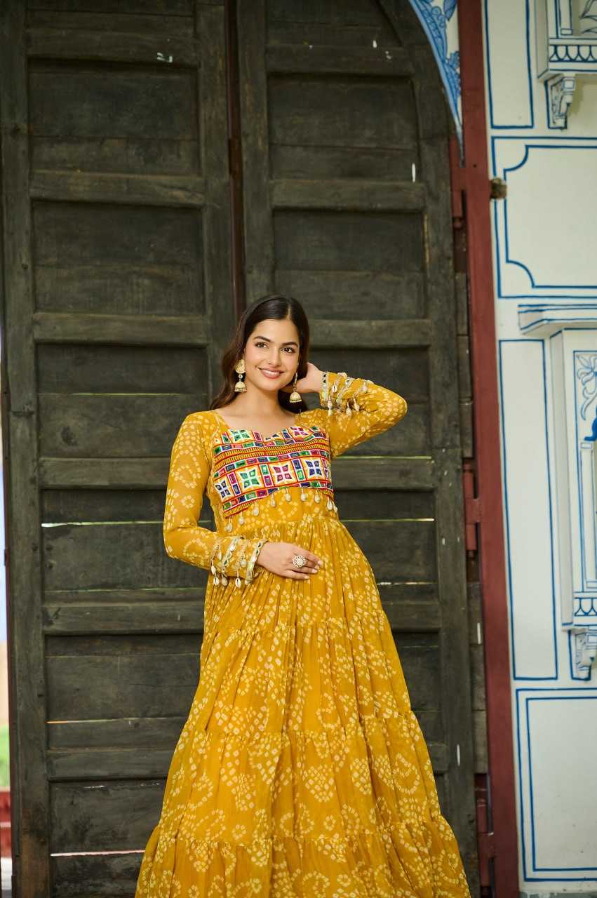 Ynf Faux Georgette KESH489 1195 Gowns Festive Collections Wholesale Printed Gowns Georgette Gown Full Sleeve Gowns Manufacturer