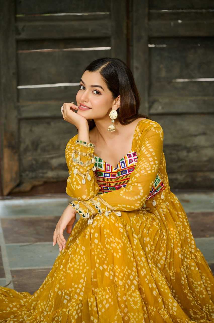 Ynf Faux Georgette KESH489 1195 Gowns Festive Collections Wholesale Printed Gowns Georgette Gown Full Sleeve Gowns Manufacturer