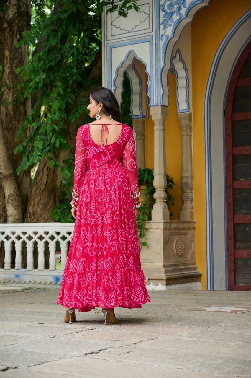 Ynf Faux Georgette KESH489 1195 Gowns Festive Collections Wholesale Printed Gowns Georgette Gown Full Sleeve Gowns Manufacturer