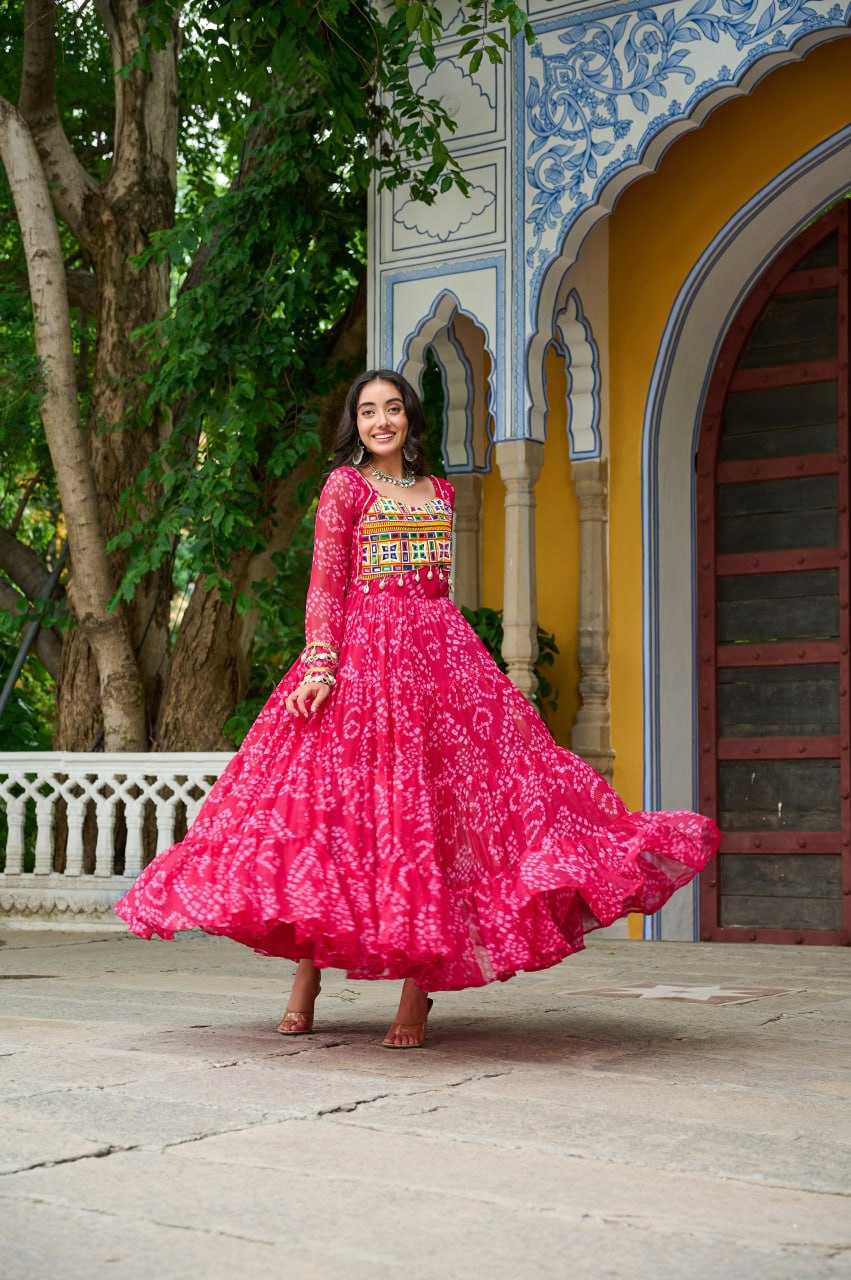 Ynf Faux Georgette KESH489 1195 Gowns Festive Collections Wholesale Printed Gowns Georgette Gown Full Sleeve Gowns Manufacturer