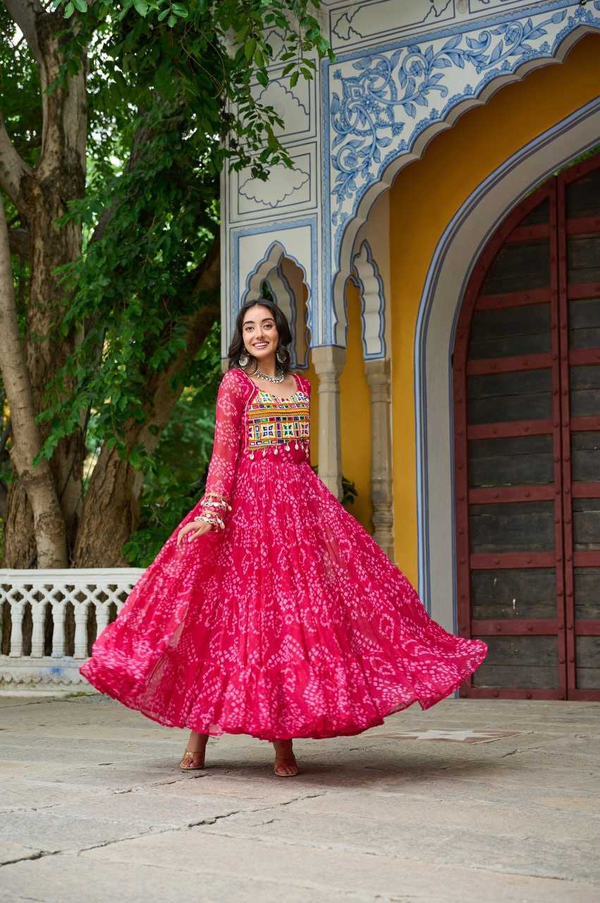 Ynf Faux Georgette KESH489 1195 Gowns Festive Collections Wholesale Printed Gowns Georgette Gown Full Sleeve Gowns Manufacturer