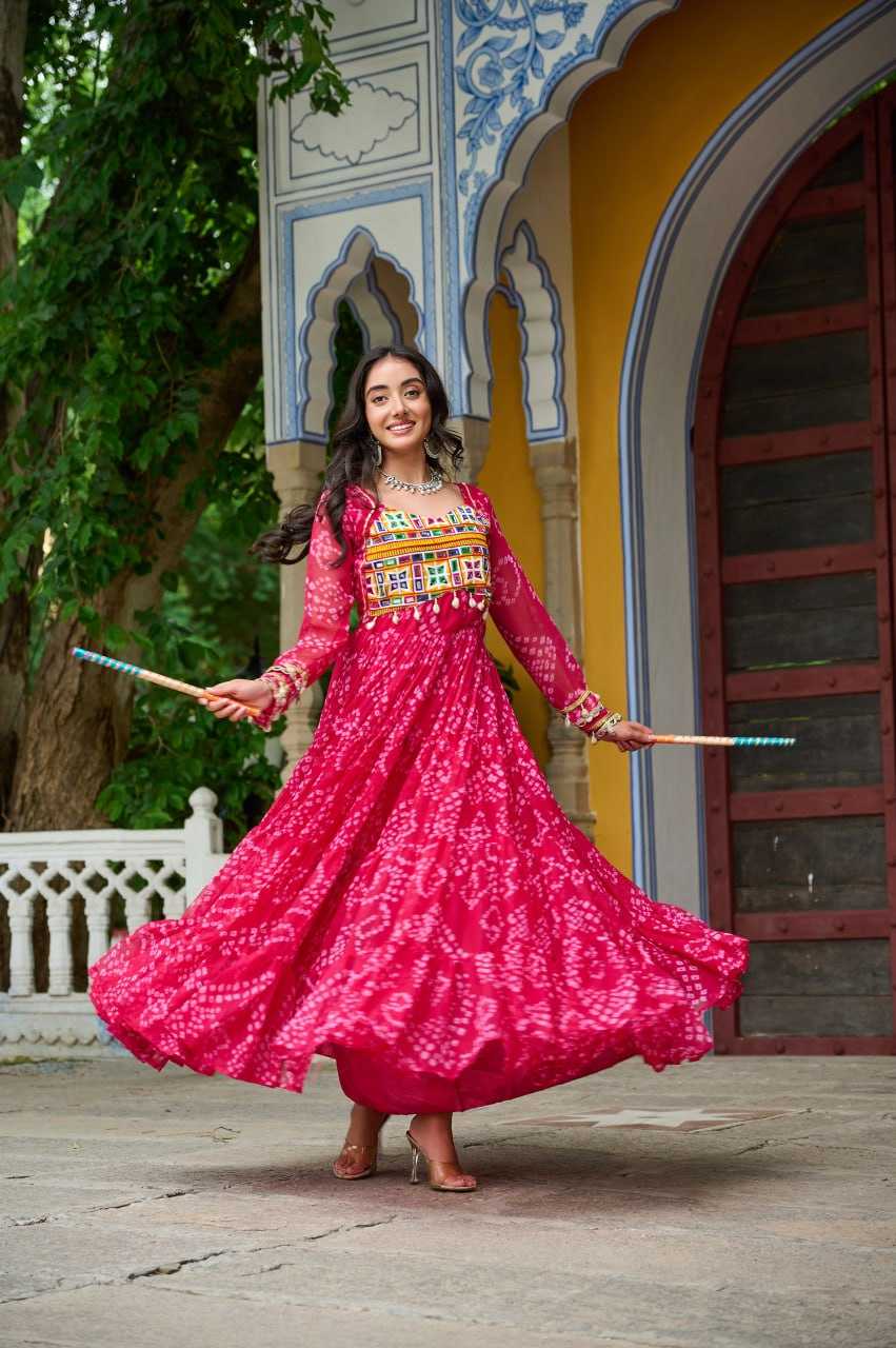 Ynf Faux Georgette KESH489 1195 Gowns Festive Collections Wholesale Printed Gowns Georgette Gown Full Sleeve Gowns Manufacturer