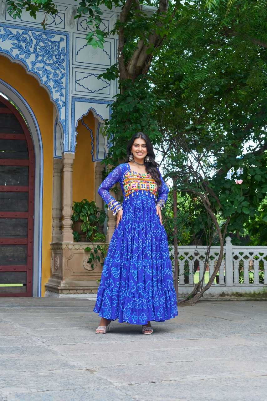 Ynf Faux Georgette KESH489 1195 Gowns Festive Collections Wholesale Printed Gowns Georgette Gown Full Sleeve Gowns Manufacturer