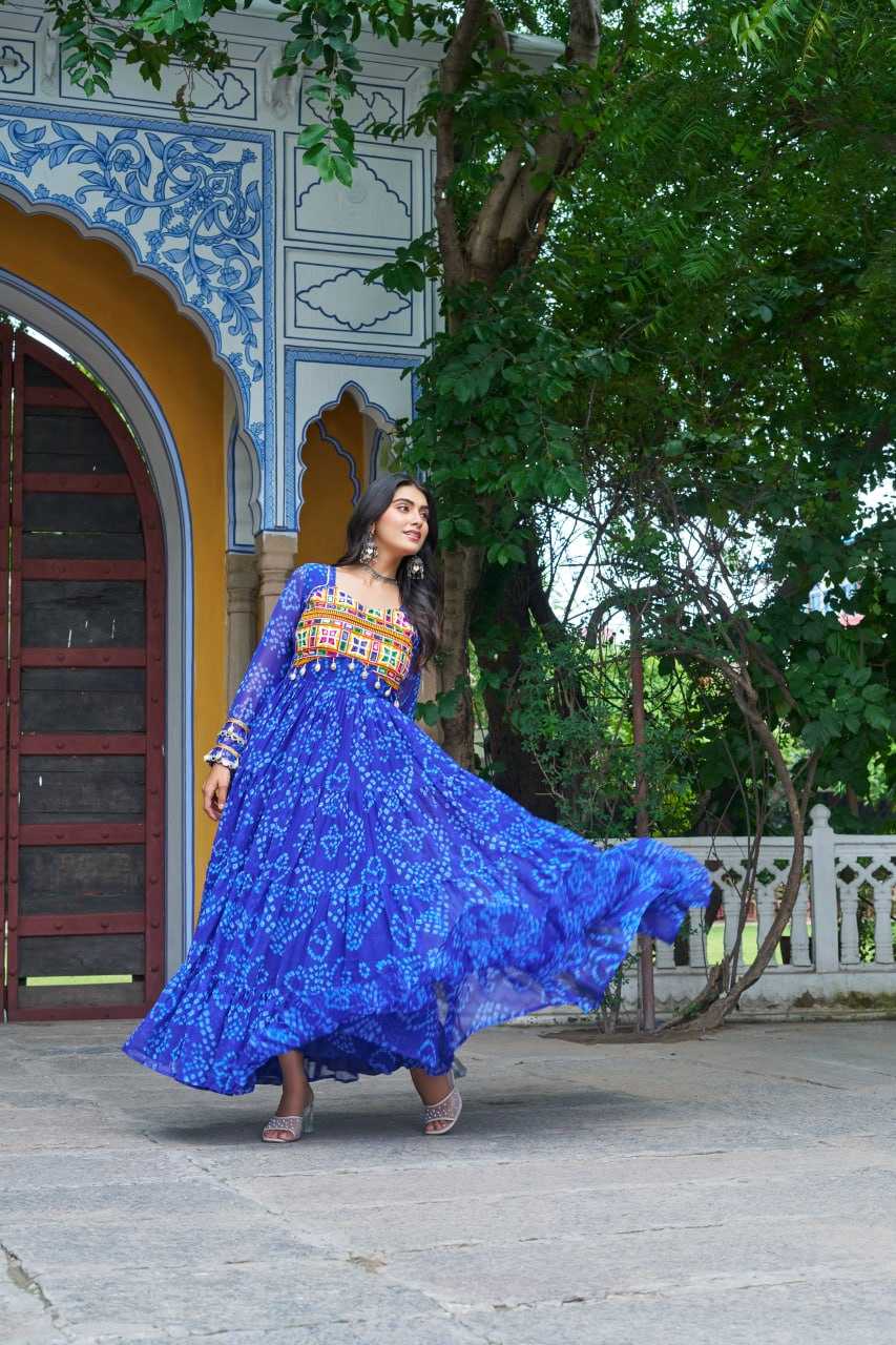 Ynf Faux Georgette KESH489 1195 Gowns Festive Collections Wholesale Printed Gowns Georgette Gown Full Sleeve Gowns Manufacturer